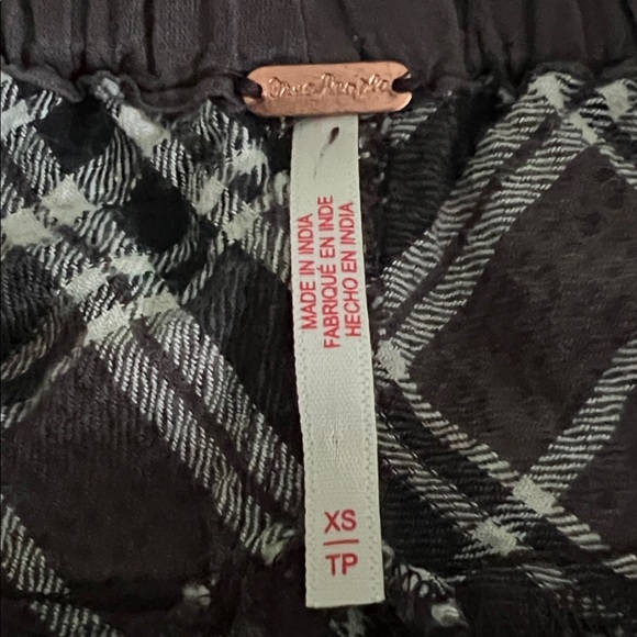 Free People Black Plaid Wide Leg Pants - Picture 2 of 4